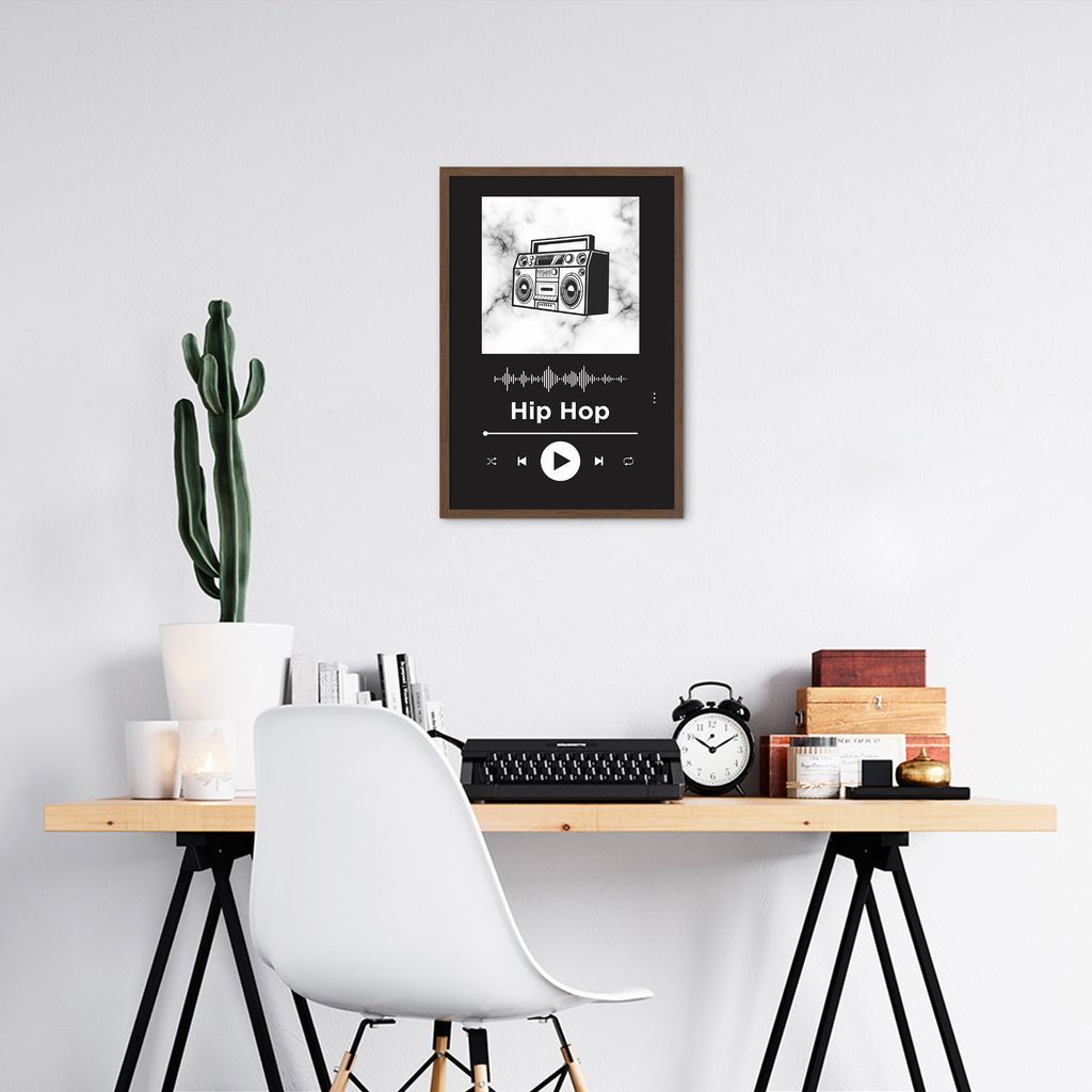 Quadro Gênero Musical Hip Hop 43x30 Caixa Marrom Preto