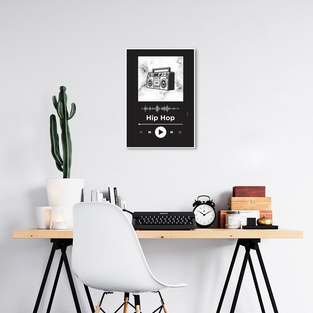 Quadro Gênero Musical Hip Hop 60x43 Filete Branco Preto