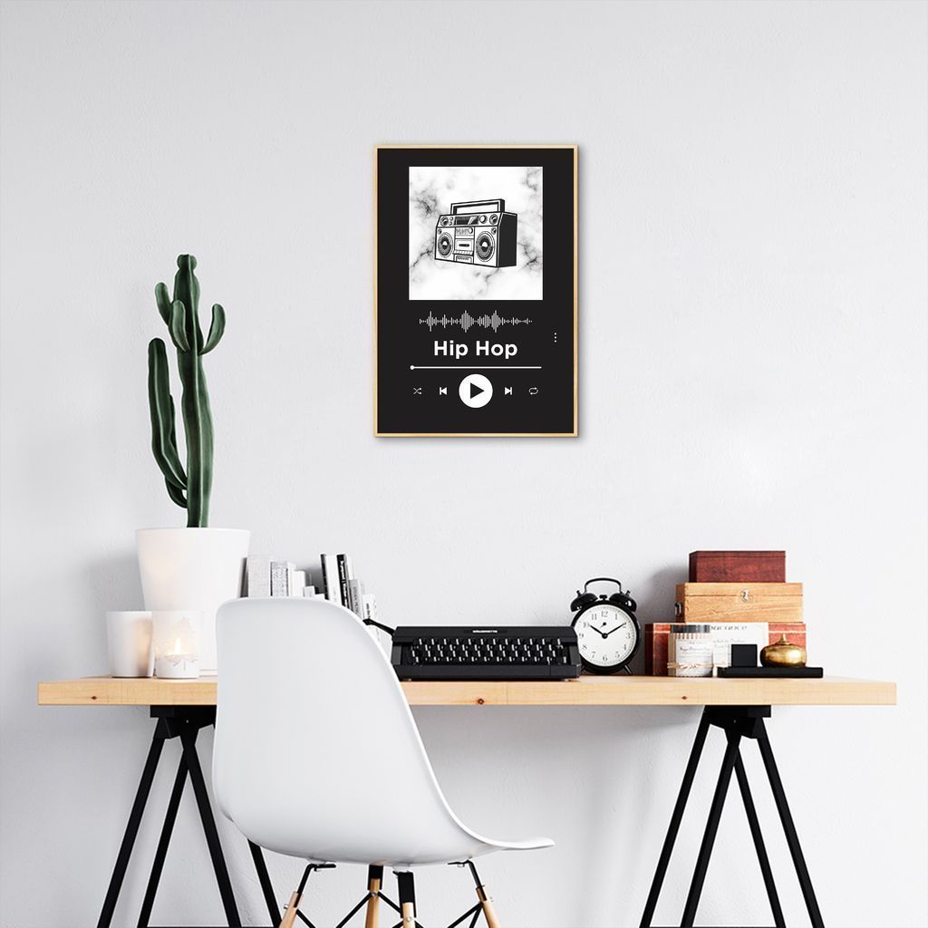 Quadro Gênero Musical Hip Hop 60x43 Filete Marfim Preto