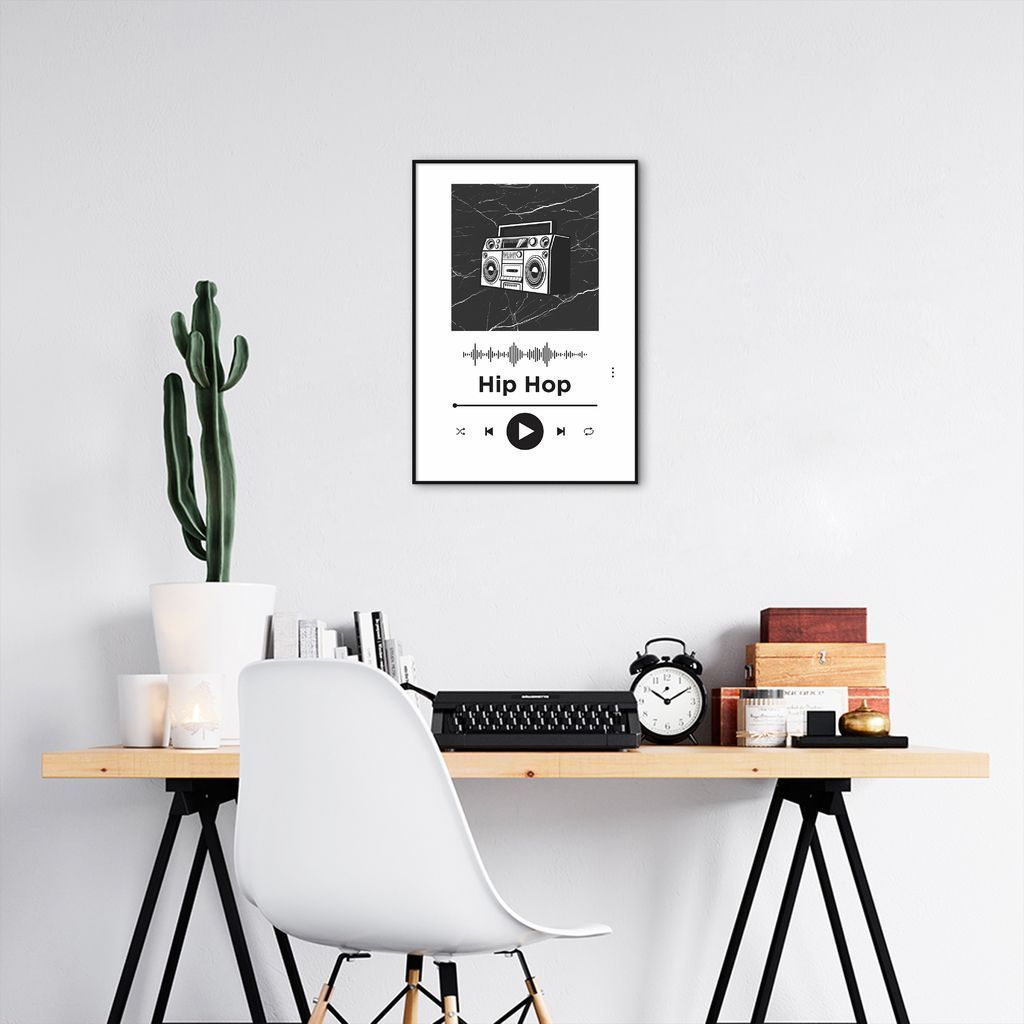 Quadro Gênero Musical Hip Hop 60x43 Filete Preto Branco