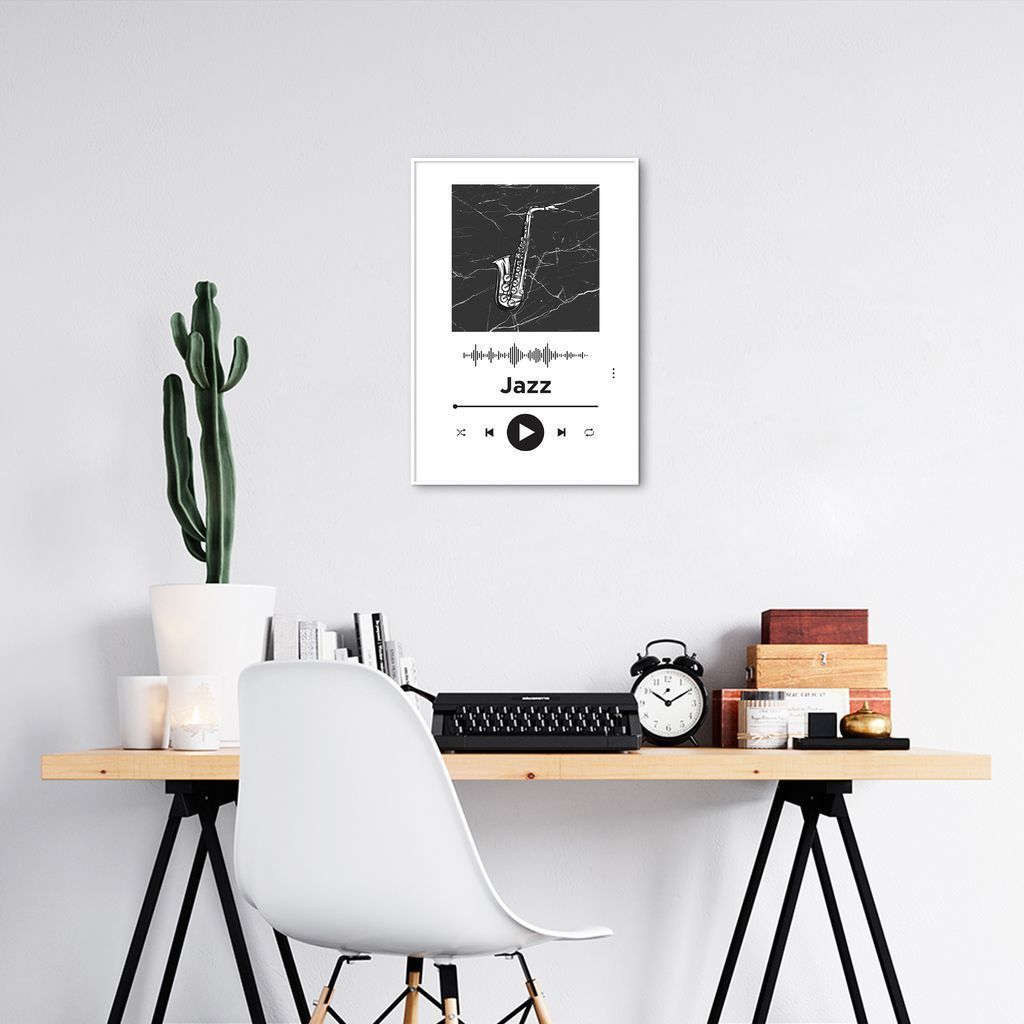 Quadro Gênero Musical Jazz 100x70 Filete Branco Branco
