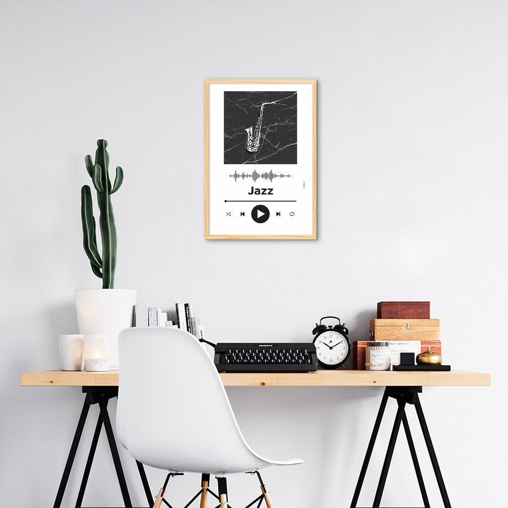 Quadro Gênero Musical Jazz 43x30 Caixa Marfim Branco
