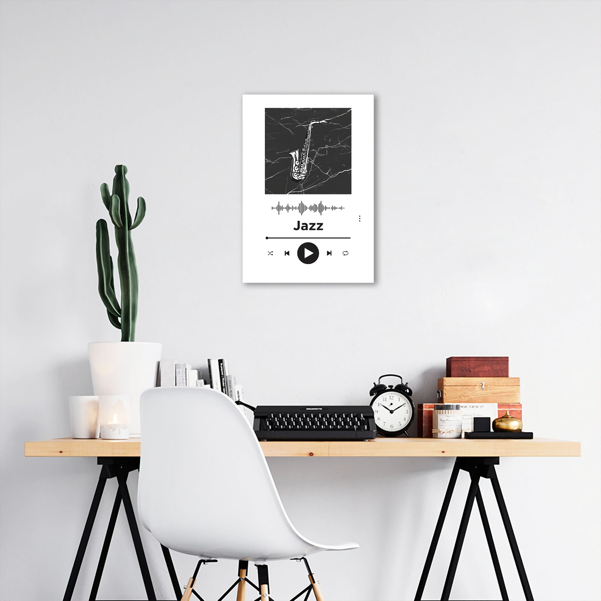 Quadro Gênero Musical Jazz 60x43 Sem Moldura Branco