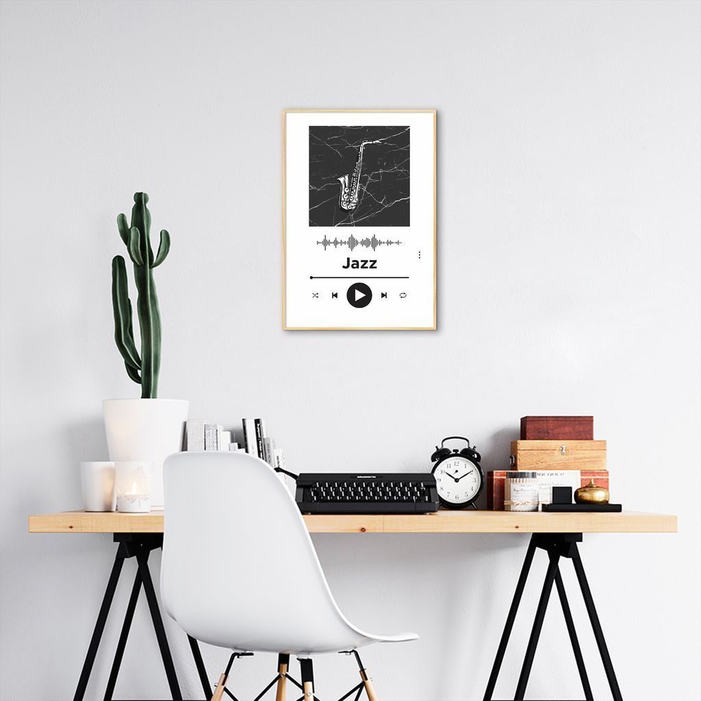 Quadro Gênero Musical Jazz 86x60 Filete Marfim Branco