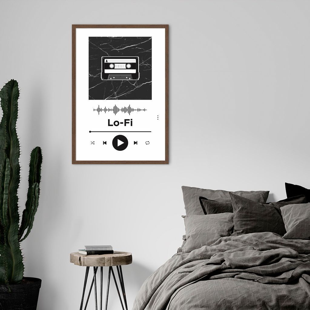 Quadro Gênero Musical Lo-Fi 100x70 Caixa Marrom Branco