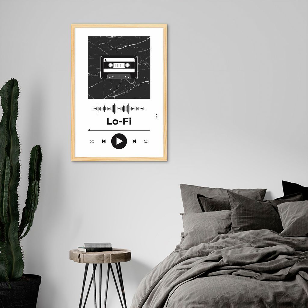 Quadro Gênero Musical Lo-Fi 43x30 Caixa Marfim Branco