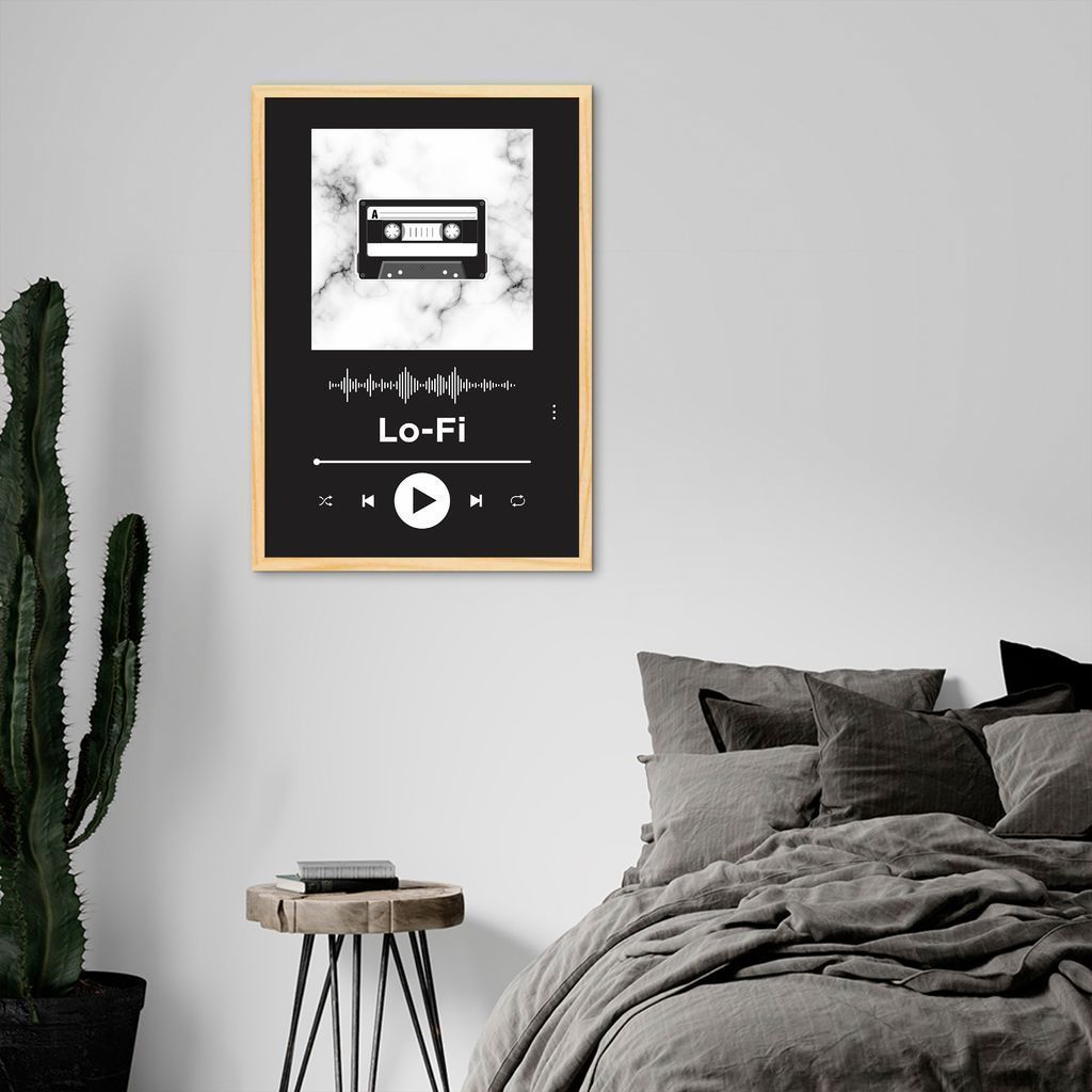 Quadro Gênero Musical Lo-Fi 43x30 Caixa Marfim Preto