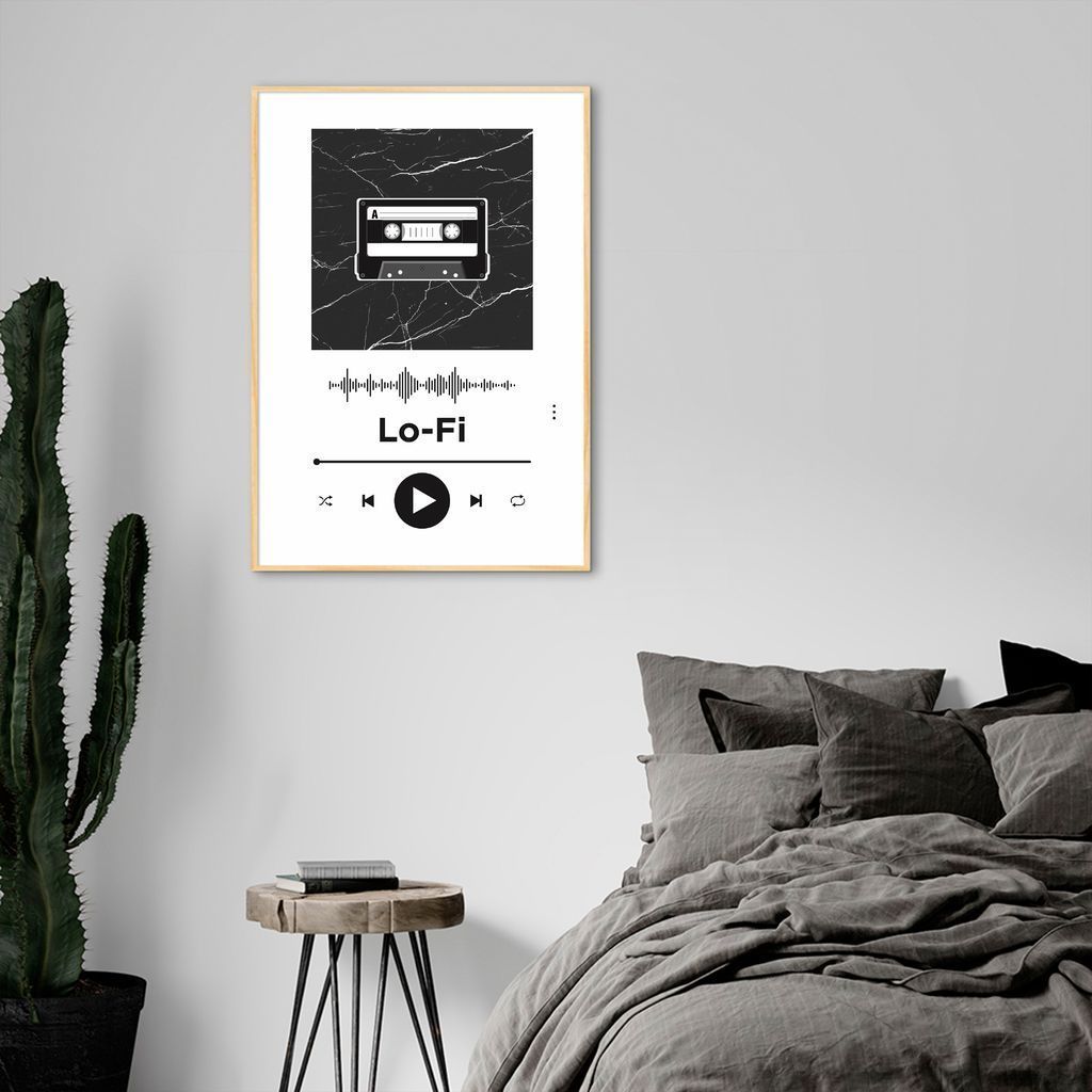 Quadro Gênero Musical Lo-Fi 43x30 Filete Marfim Branco