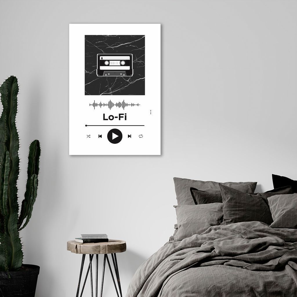Quadro Gênero Musical Lo-Fi 43x30 Sem Moldura Branco