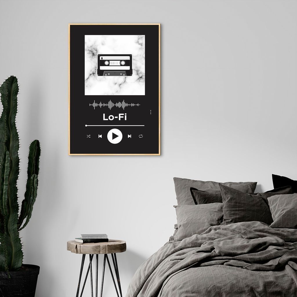 Quadro Gênero Musical Lo-Fi 60x43 Filete Marfim Preto