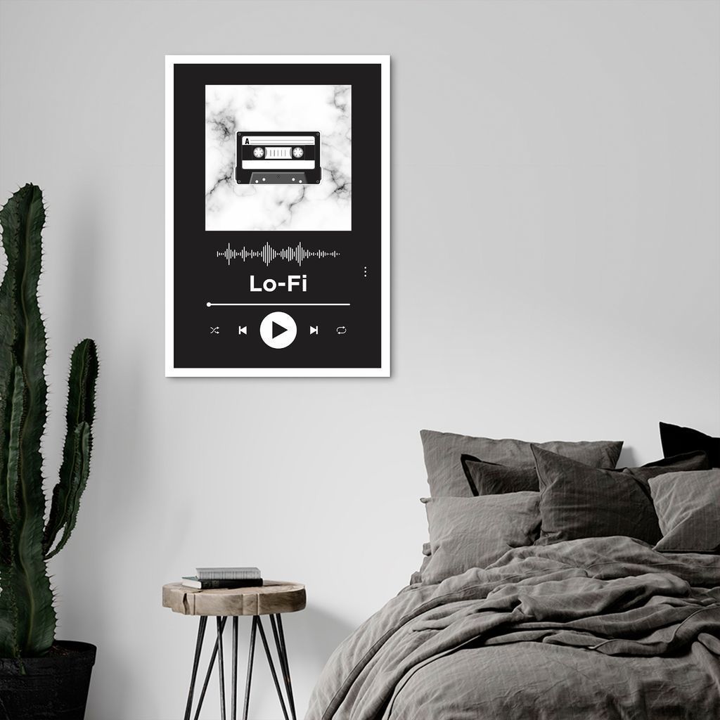 Quadro Gênero Musical Lo-Fi 86x60 Caixa Branco Preto