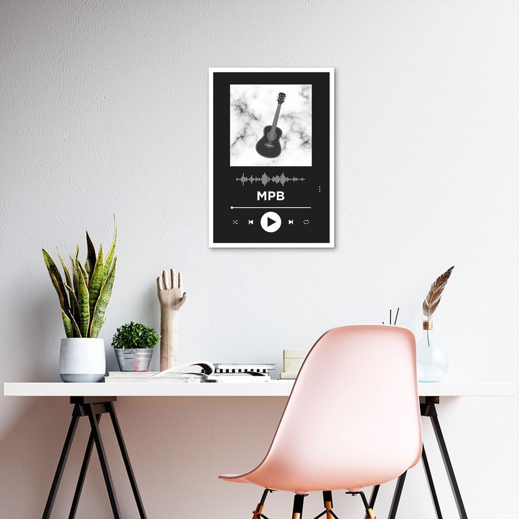 Quadro Gênero Musical MPB 100x70 Caixa Branco Preto