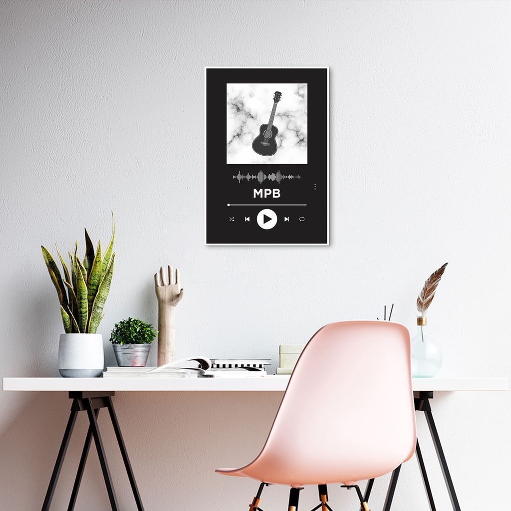 Quadro Gênero Musical MPB 43x30 Filete Branco Preto