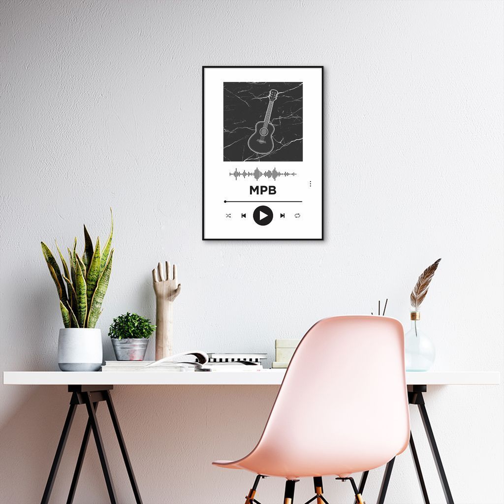 Quadro Gênero Musical MPB 86x60 Filete Preto Branco