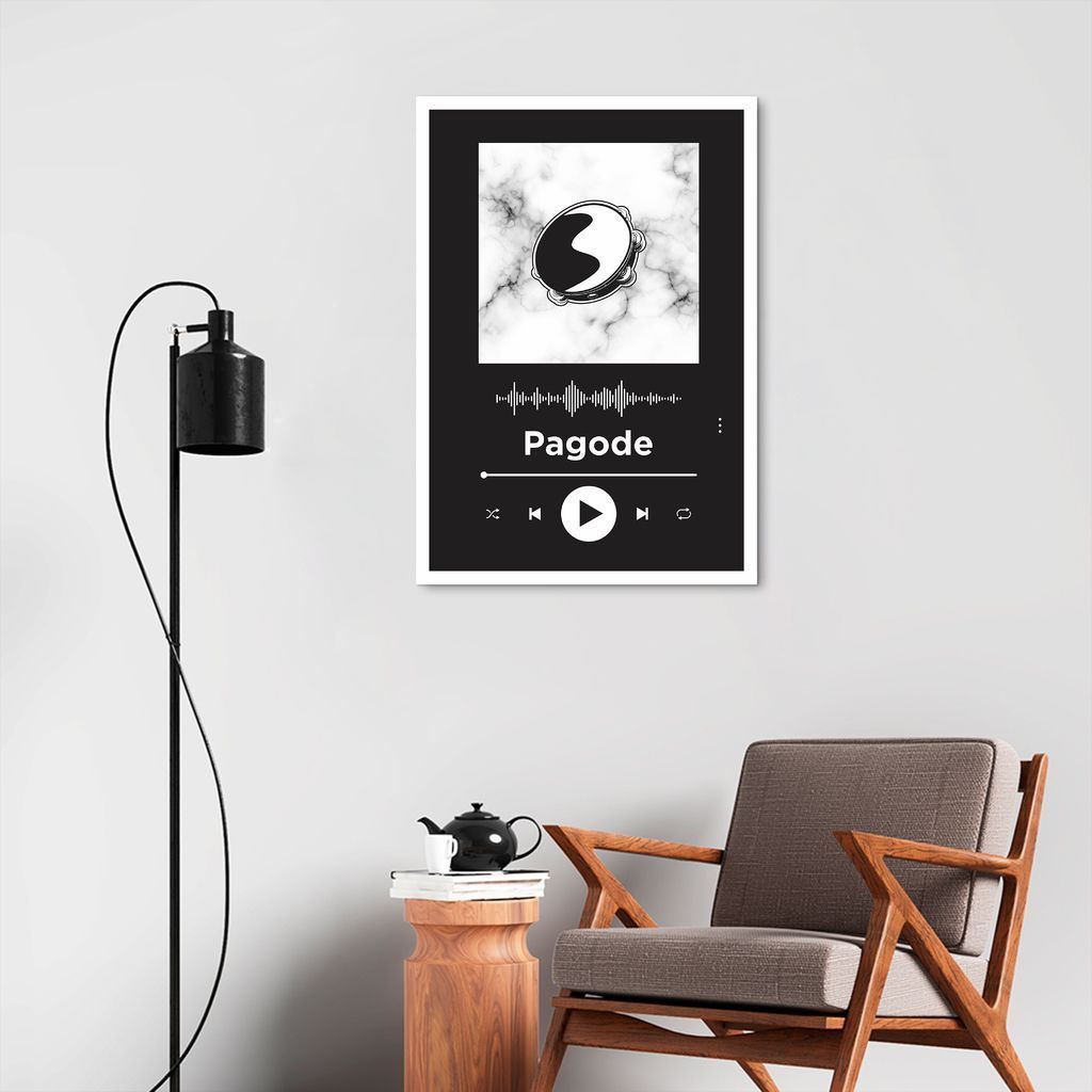 Quadro Gênero Musical Pagode 100x70 Caixa Branco Preto