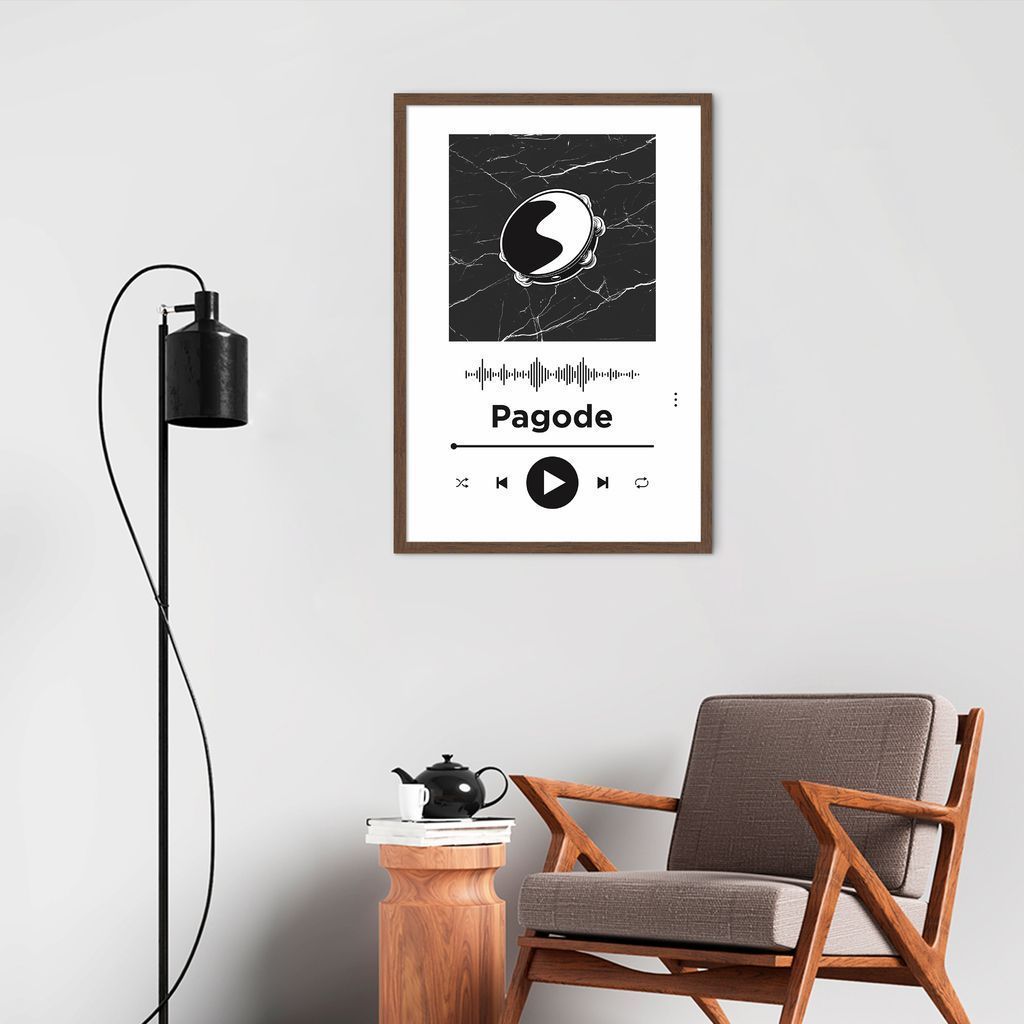 Quadro Gênero Musical Pagode 100x70 Caixa Marrom Branco
