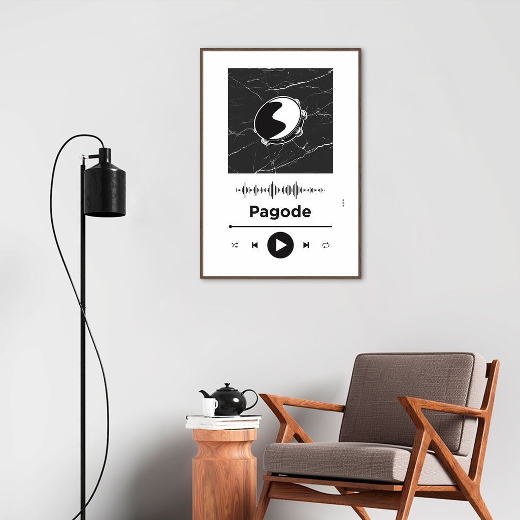 Quadro Gênero Musical Pagode 100x70 Filete Marrom Branco