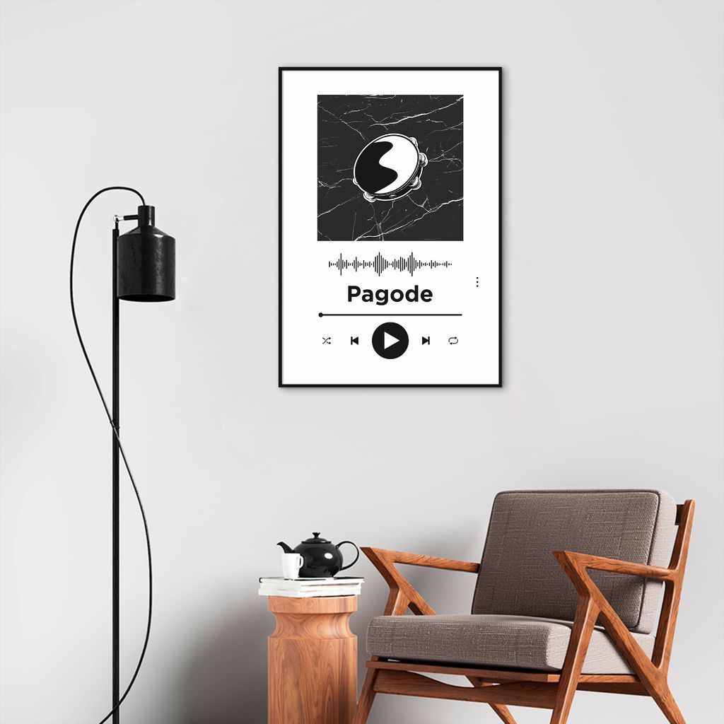Quadro Gênero Musical Pagode 100x70 Filete Preto Branco
