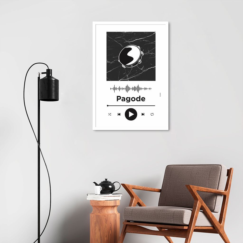 Quadro Gênero Musical Pagode 43x30 Caixa Branco Branco