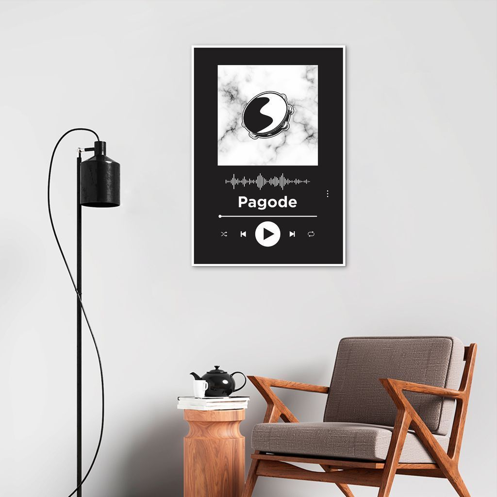 Quadro Gênero Musical Pagode 60x43 Filete Branco Preto