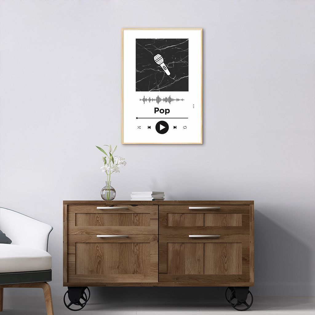Quadro Gênero Musical Pop 100x70 Filete Marfim Branco