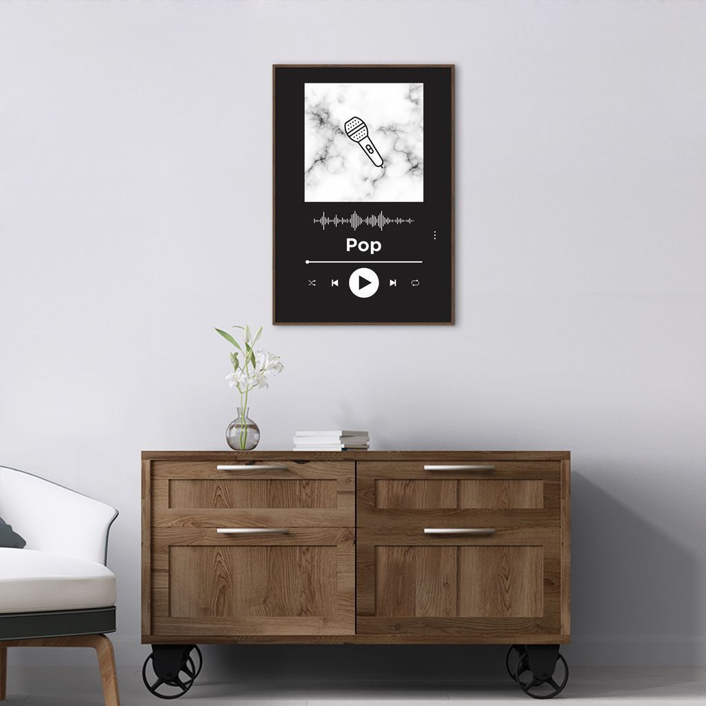Quadro Gênero Musical Pop 100x70 Filete Marrom Preto