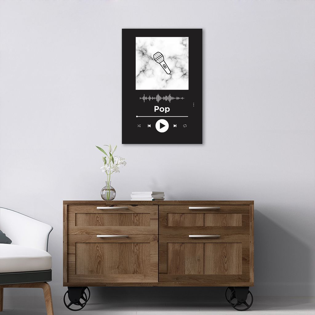 Quadro Gênero Musical Pop 100x70 Filete Preto Preto