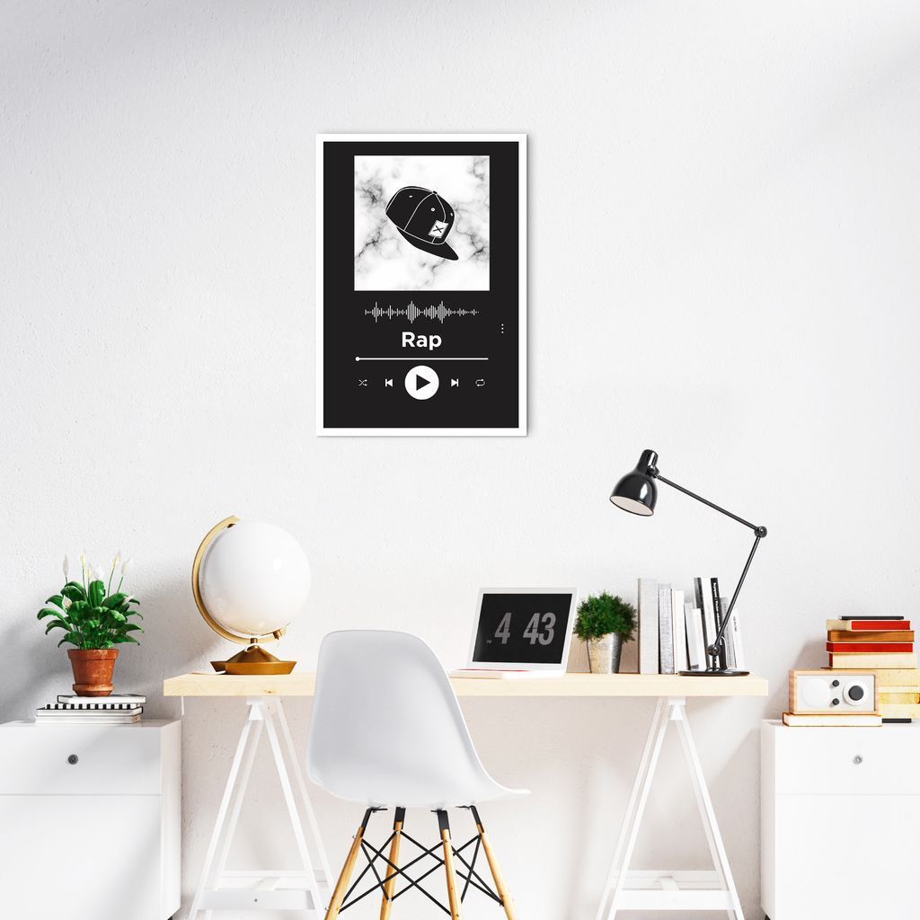 Quadro Gênero Musical Rap 100x70 Caixa Branco Preto