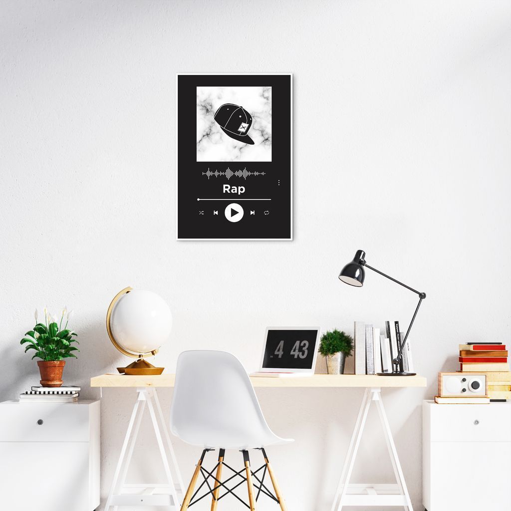 Quadro Gênero Musical Rap 100x70 Filete Branco Preto