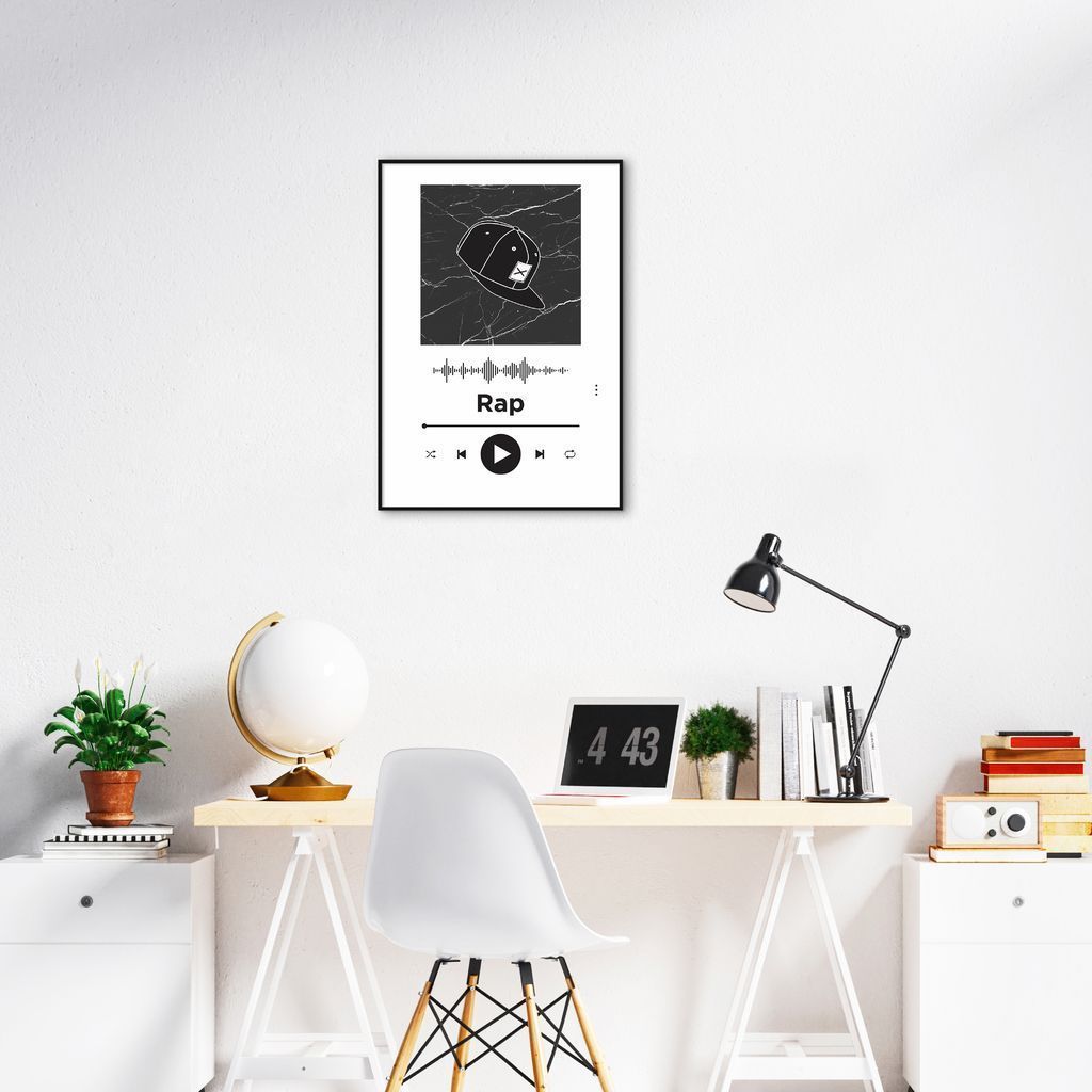 Quadro Gênero Musical Rap 100x70 Filete Preto Branco