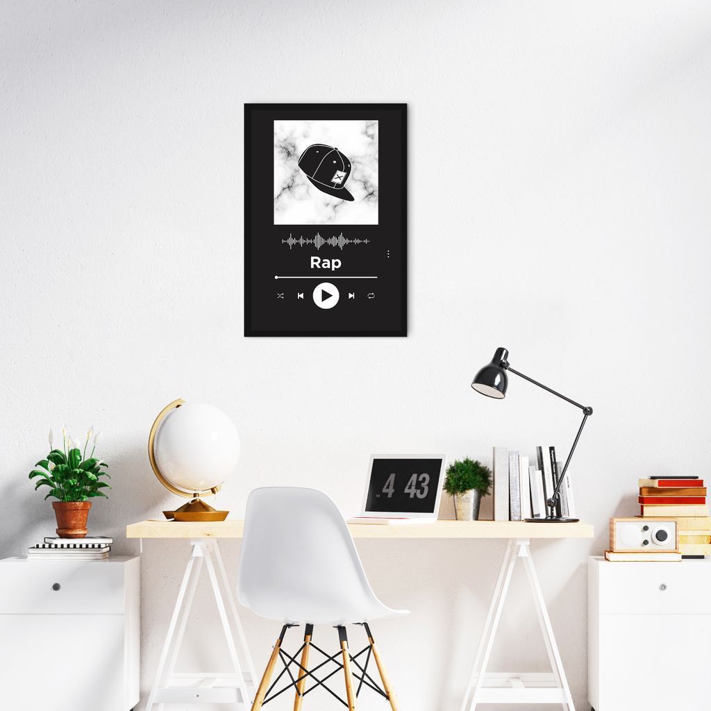 Quadro Gênero Musical Rap 100x70 Filete Preto Preto