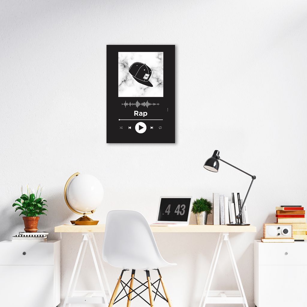 Quadro Gênero Musical Rap 100x70 Sem Moldura Preto