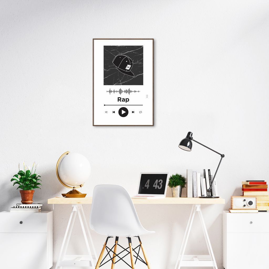 Quadro Gênero Musical Rap 43x30 Filete Marrom Branco