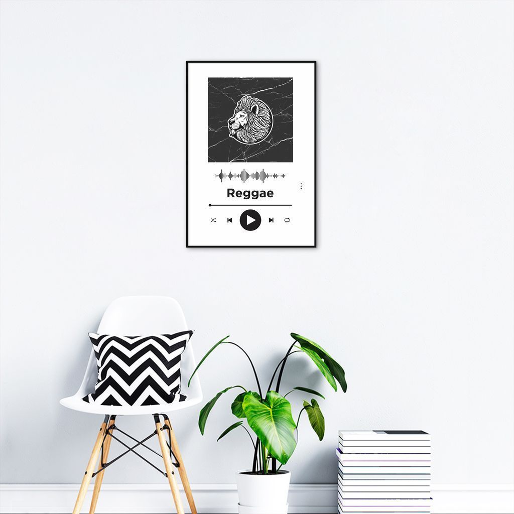 Quadro Gênero Musical Reggae 100x70 Filete Preto Branco