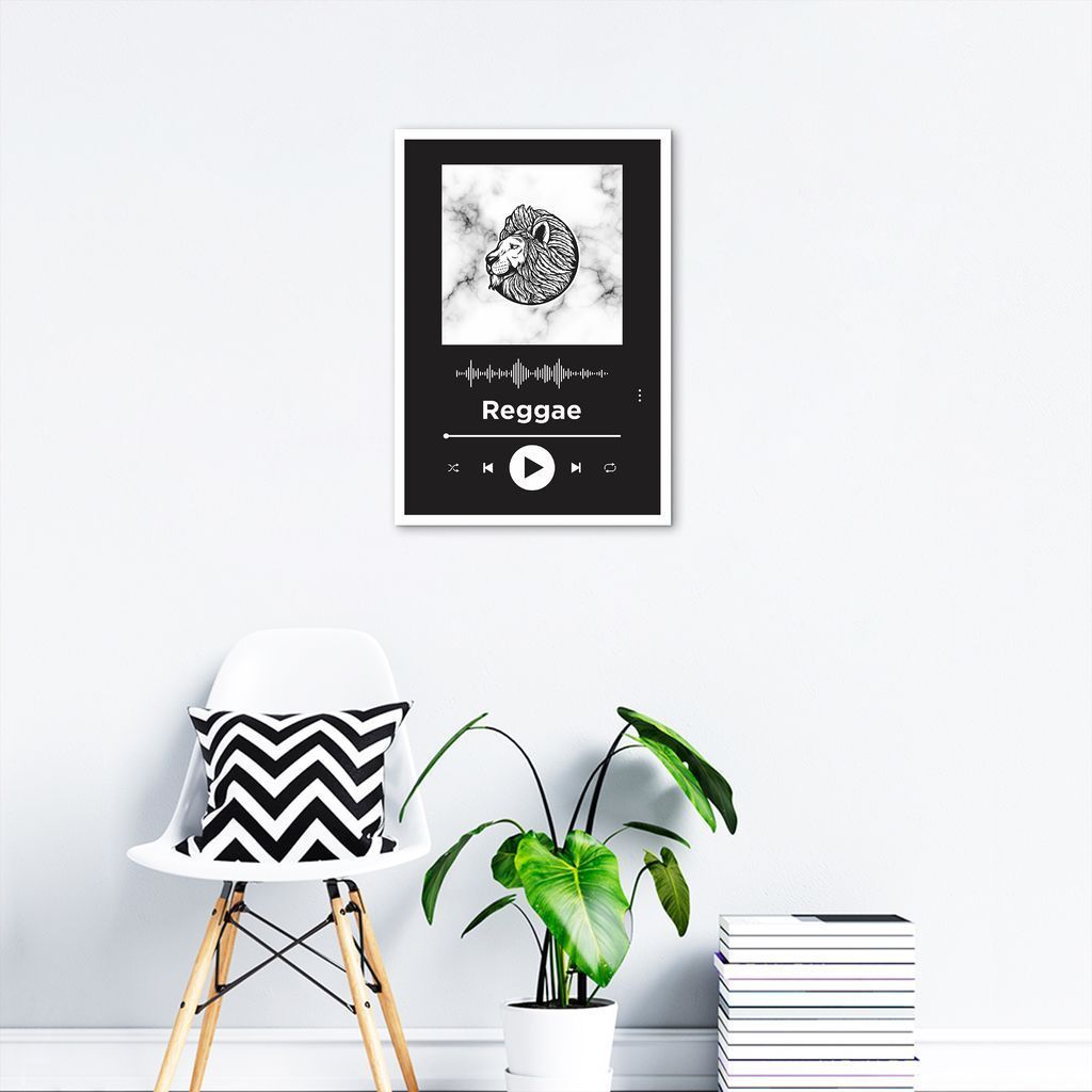 Quadro Gênero Musical Reggae 43x30 Caixa Branco Preto