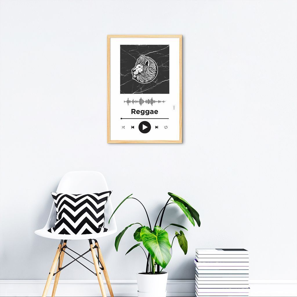 Quadro Gênero Musical Reggae 43x30 Caixa Marfim Branco