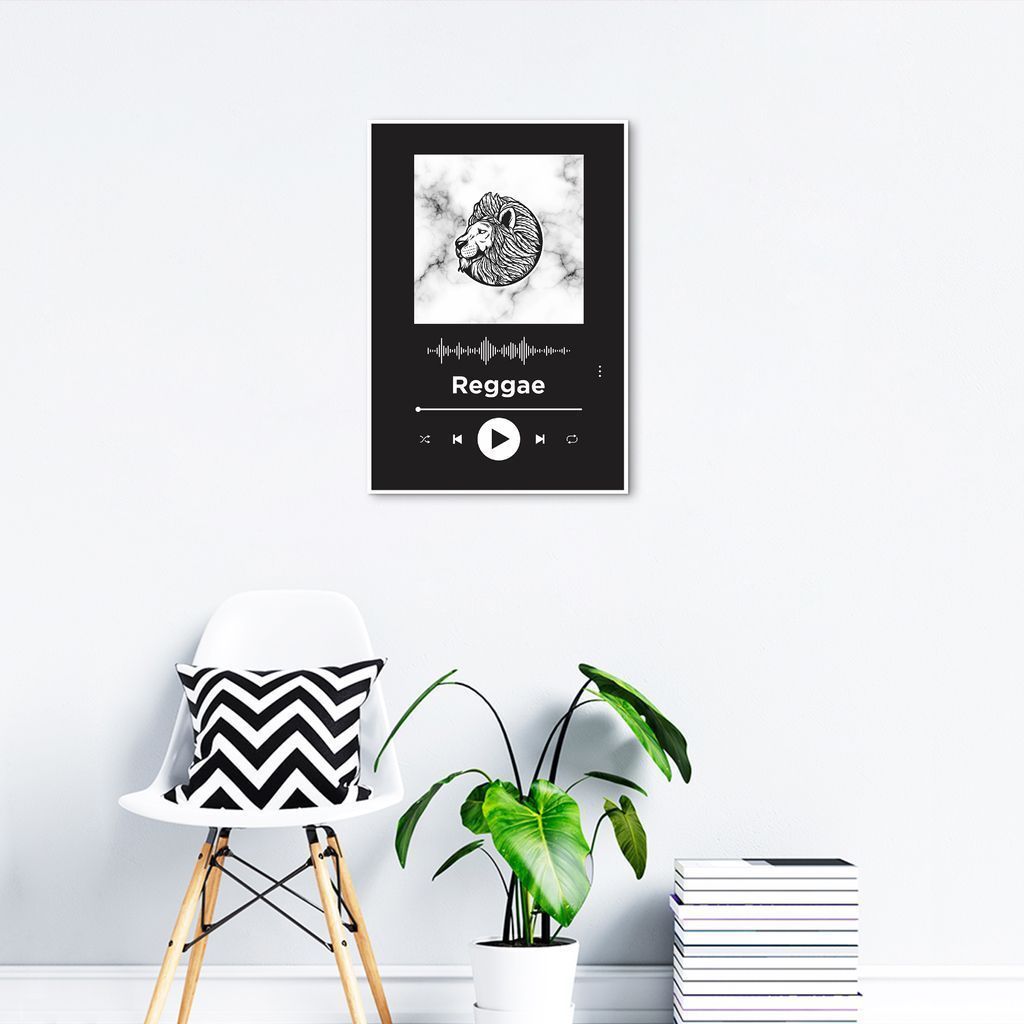 Quadro Gênero Musical Reggae 43x30 Filete Branco Preto