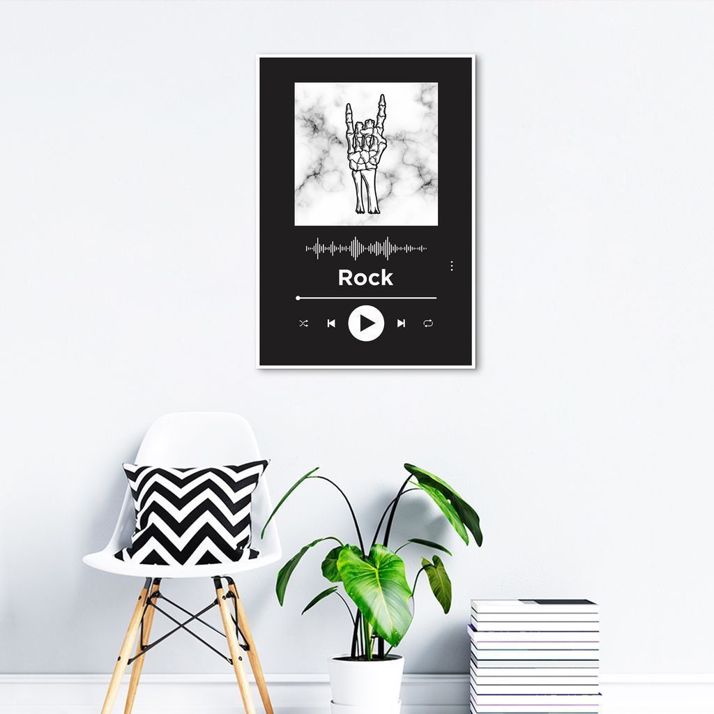 Quadro Gênero Musical Rock 100x70 Filete Branco Preto
