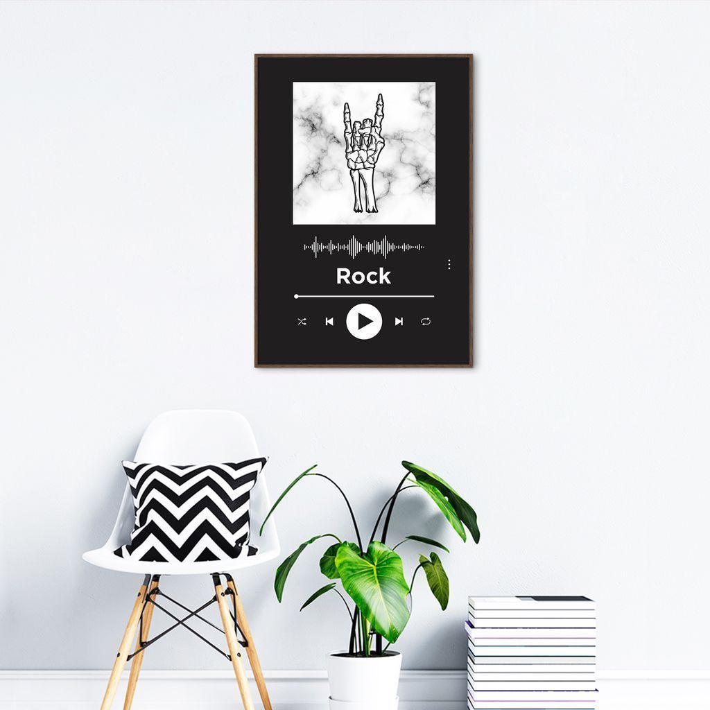 Quadro Gênero Musical Rock 100x70 Filete Marrom Preto
