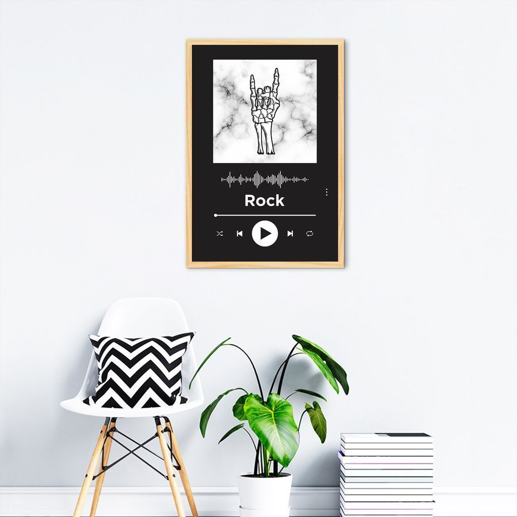 Quadro Gênero Musical Rock 43x30 Caixa Marfim Preto