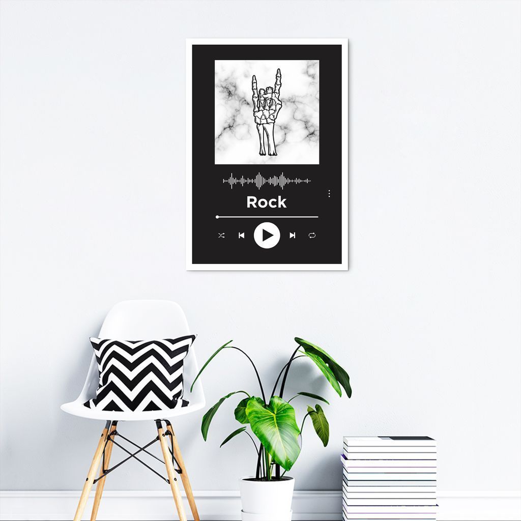 Quadro Gênero Musical Rock 86x60 Caixa Branco Preto