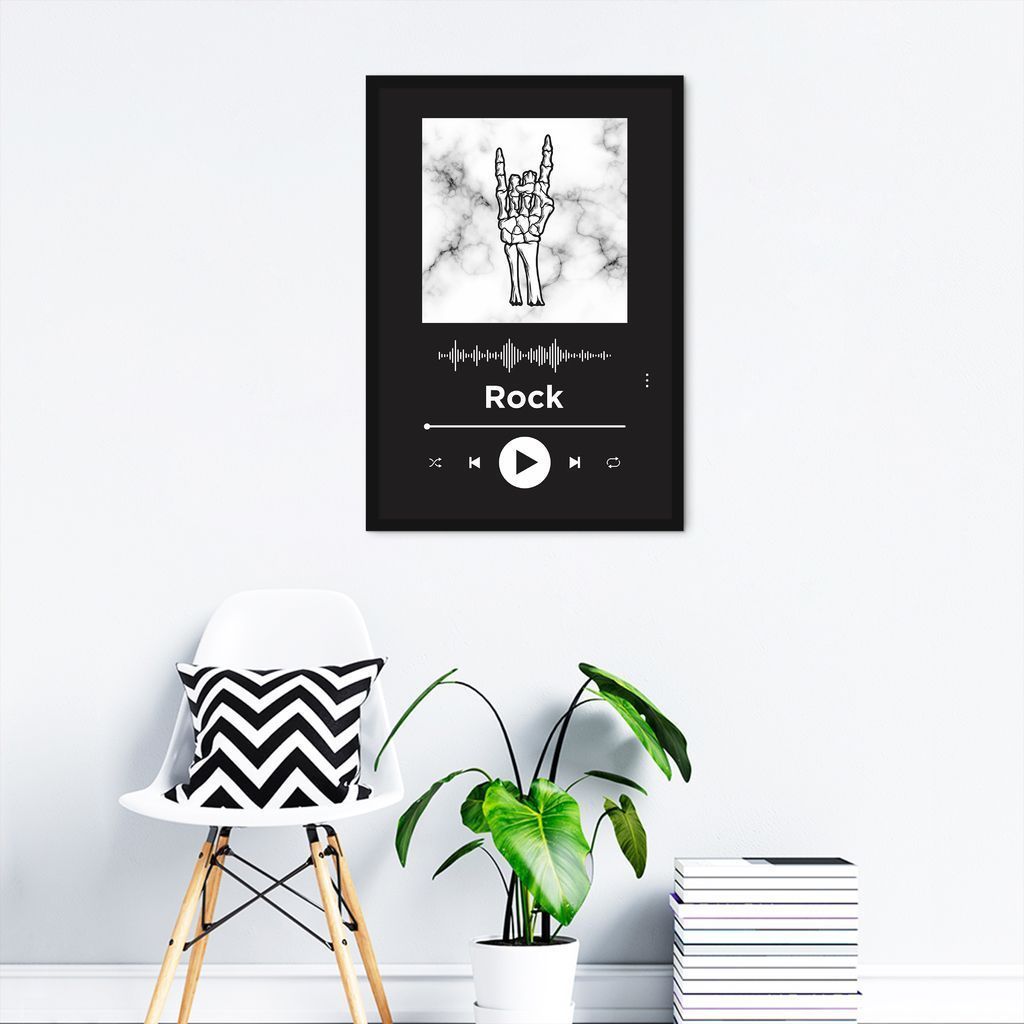 Quadro Gênero Musical Rock 86x60 Caixa Preto Preto