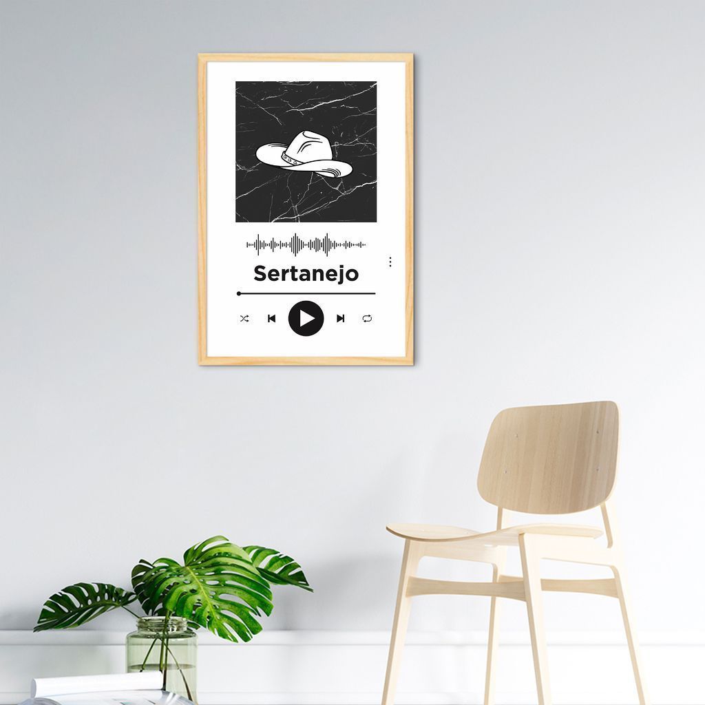 Quadro Gênero Musical Sertanejo 100x70 Caixa Marfim Branco