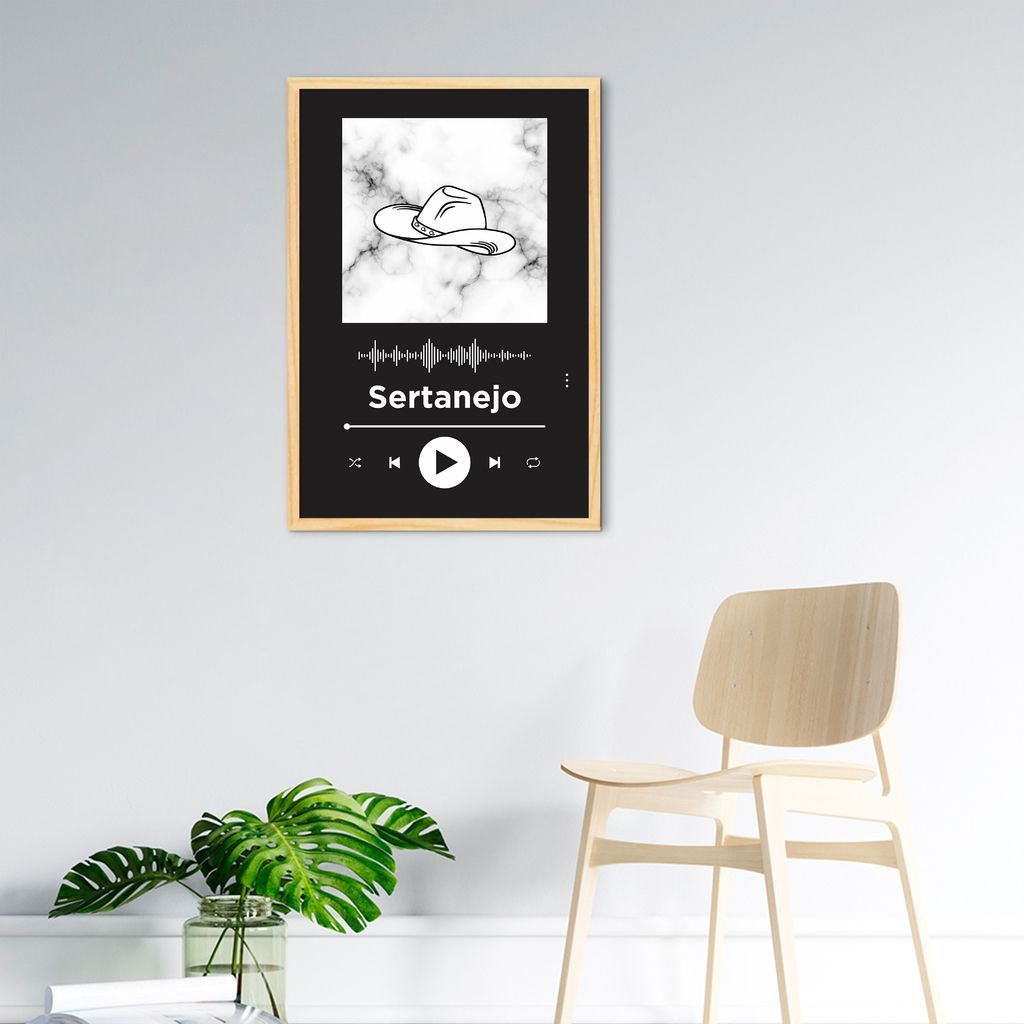 Quadro Gênero Musical Sertanejo 100x70 Caixa Marfim Preto