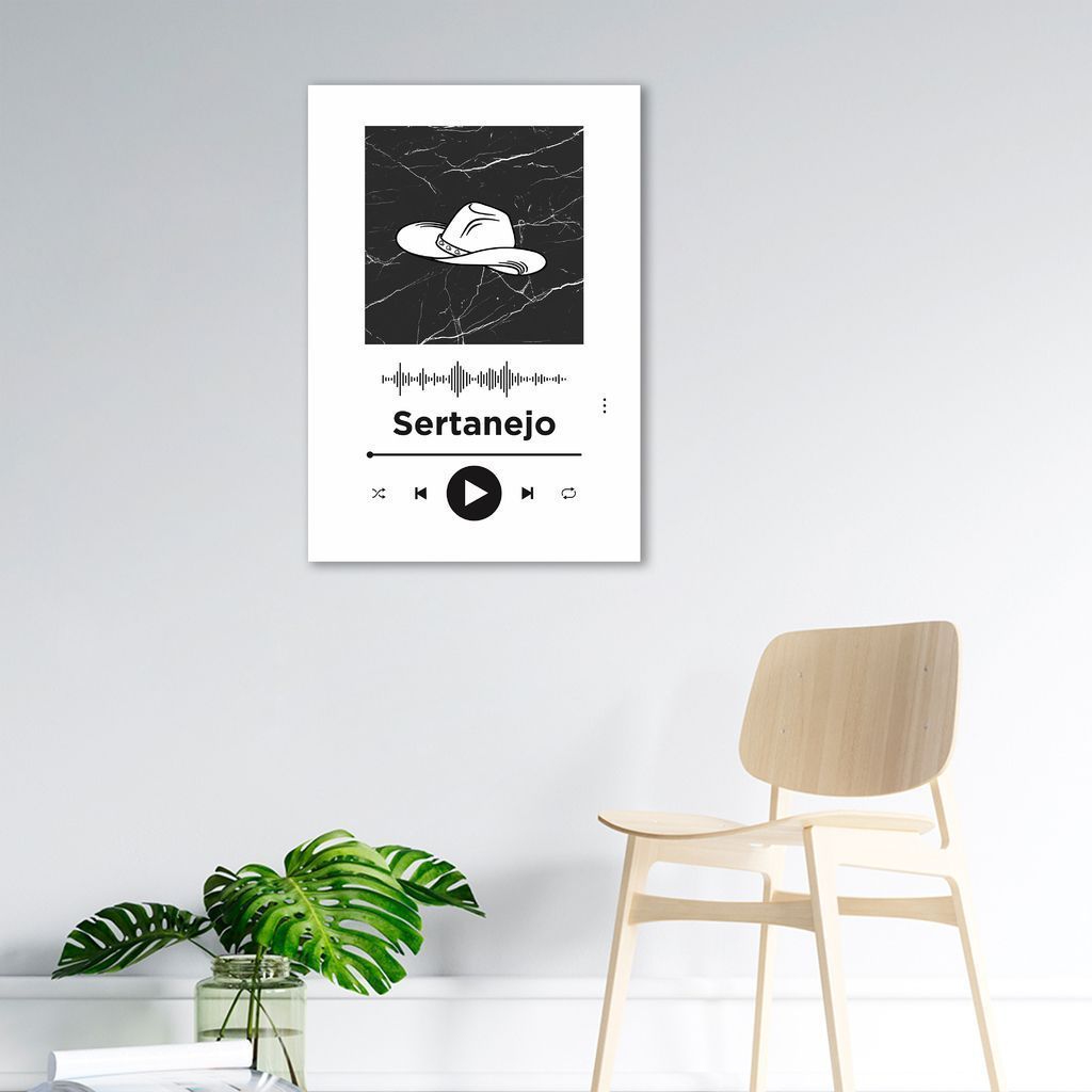 Quadro Gênero Musical Sertanejo 43x30 Sem Moldura Branco