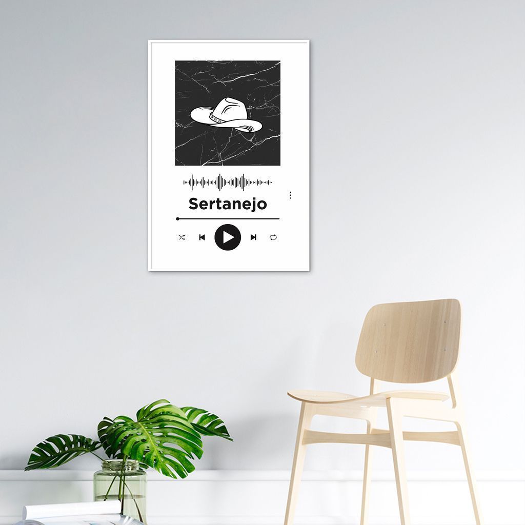 Quadro Gênero Musical Sertanejo 86x60 Filete Branco Branco