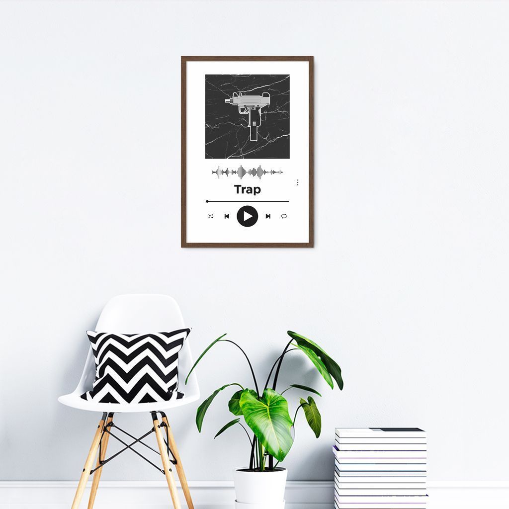 Quadro Gênero Musical Trap 100x70 Caixa Marrom Branco