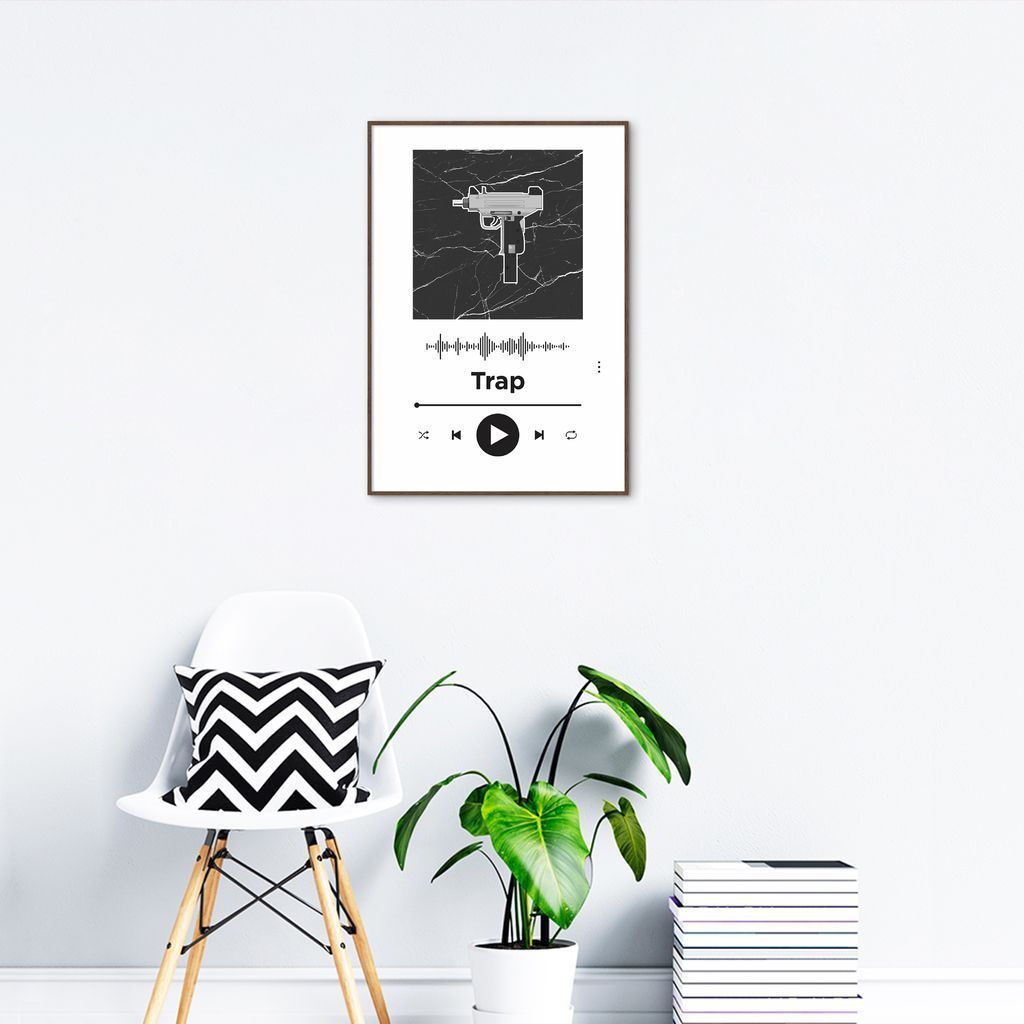 Quadro Gênero Musical Trap 100x70 Filete Marrom Branco