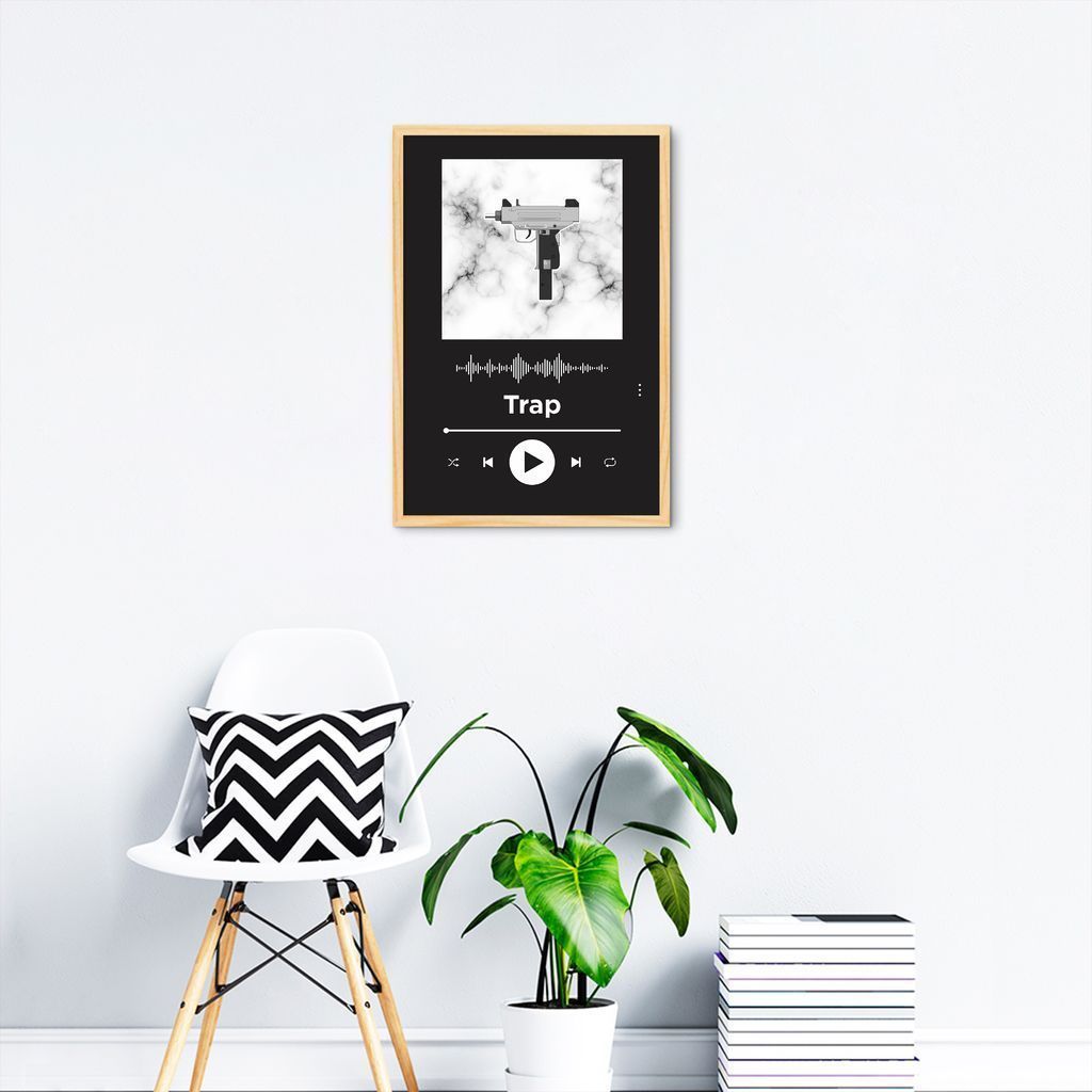 Quadro Gênero Musical Trap 43x30 Caixa Marfim Preto