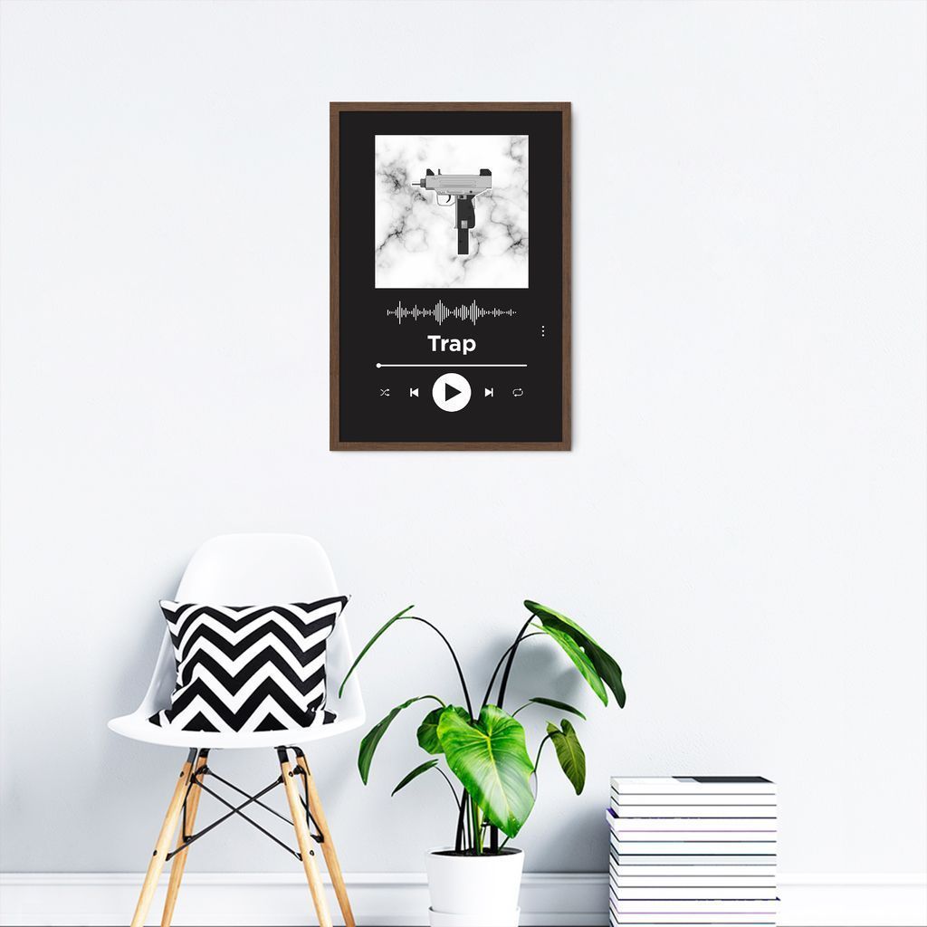 Quadro Gênero Musical Trap 60x43 Caixa Marrom Preto